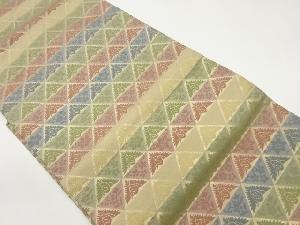 鱗に草花・鳥模様織出し名古屋帯